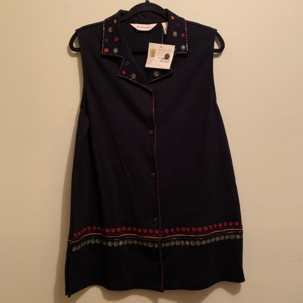 BECHAMEL | Embroidered/Beaded Sleeveless Blouse L